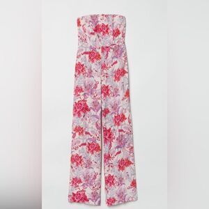 H&M Limited Edition Floral Flowy Strapless Corset Top Jumpsuit w Bow size 2